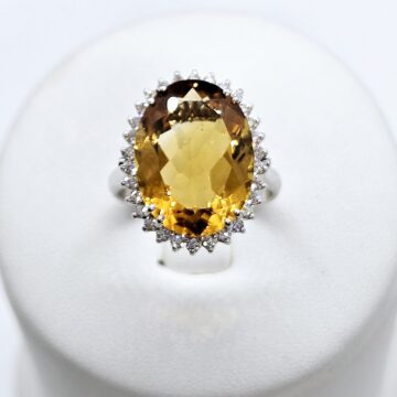 Anello Citrino e Diamanti