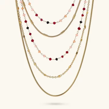 Collana multifilo con pietre