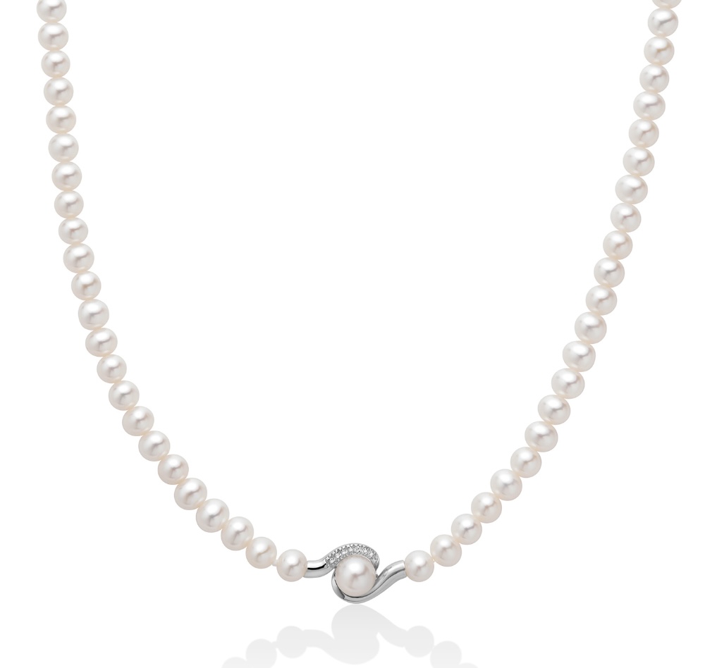 Collana Perle,diamante,oro 18kt
