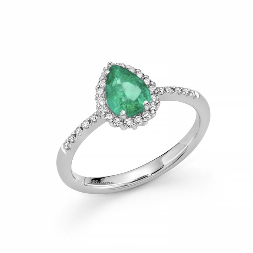 Anello Smeraldo e Diamanti in oro 18kt