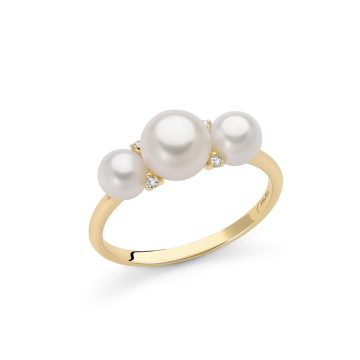Anello oro 9kt con perle e diamanti