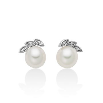 Orecchini oro 9kt con perle e diamanti