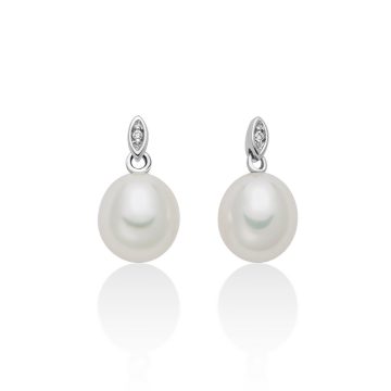 Orecchini oro 9kt con perle e diamanti