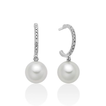 Orecchini oro 9kt con perle e diamanti