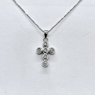 Croce in oro bianco 18kt con diamanti