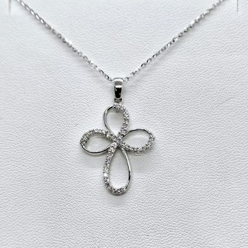 Croce in oro bianco 18kt con diamanti