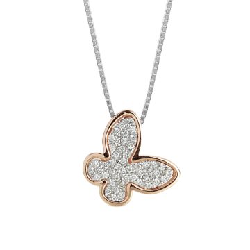 Collana farfalla piccola con diamanti