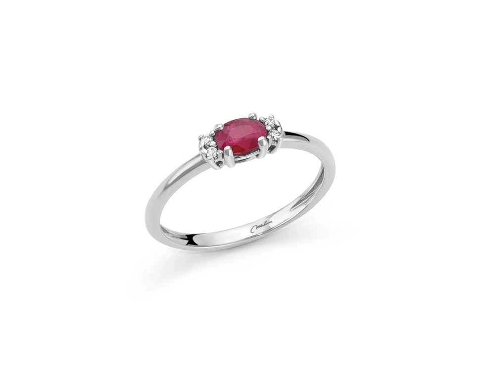Anello con Rubino e diamanti 9kt