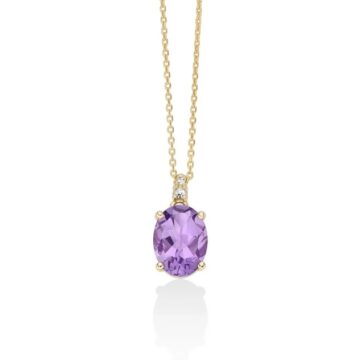 Collana con ametista e diamanti 9kt
