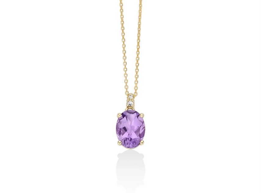 Collana con ametista e diamanti 9kt