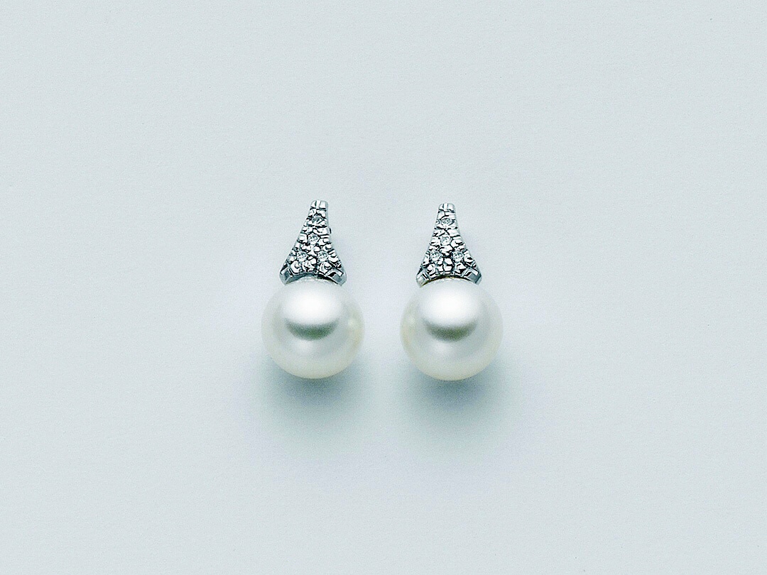 Orecchini perle,diamanti,oro 18kt